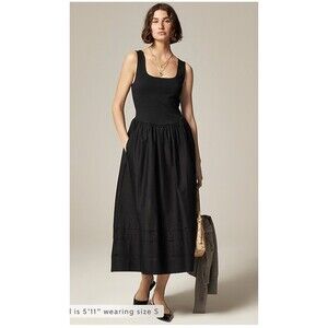J.CREW Drop Waist Mixy Dress Size Small Black NEW Casual Vacation Preppy CJ497